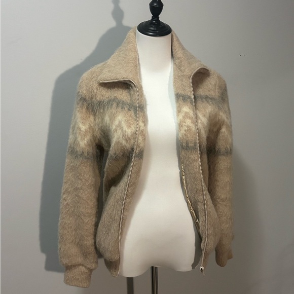 Vintage! Sears Pure Virgin Wool Full Zip Sweater Jacket 80’s Nordic. Small - Picture 2 of 9